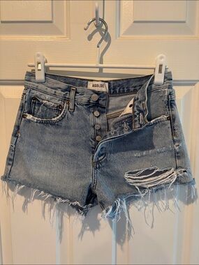 AGOLDE Parker Button Fly Denim Distressed Cut Off Shorts (24)
